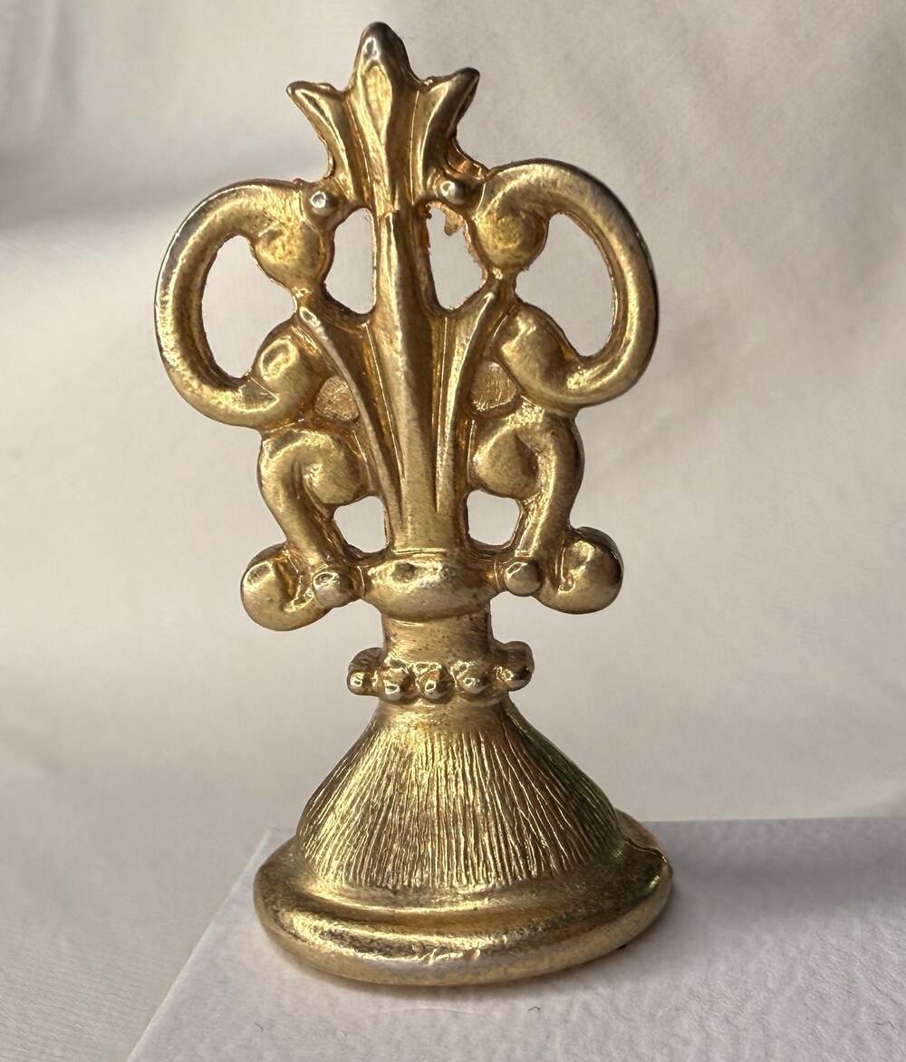 Vtg Wax Seal Stamp Brass Fancy Handle Sagittarius Archer Zodiac Sign